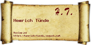 Hemrich Tünde névjegykártya